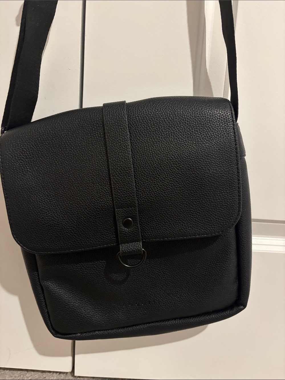Bugatti Black Leather Crossbody Messenger bag